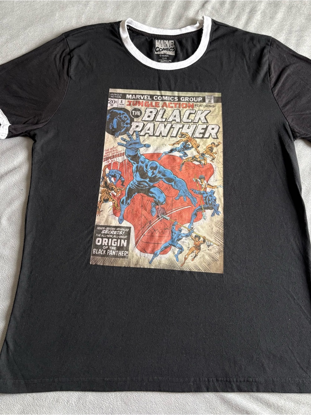 Marvel Black Panther Graphic Ringer Tee - Black/White